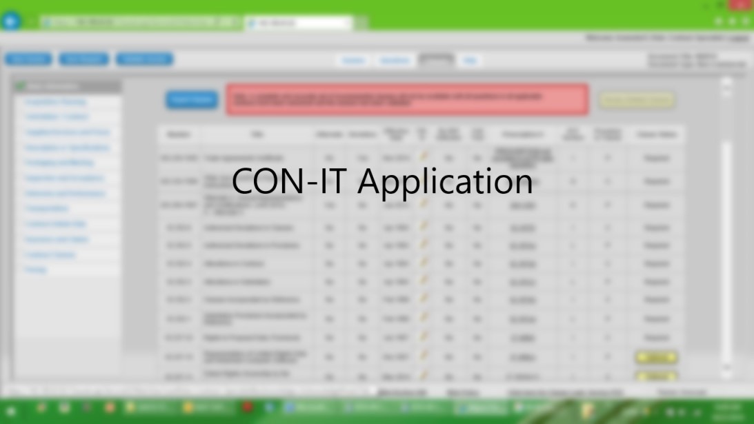 The image provides a blurred preview of the CON-IT application after opening it.