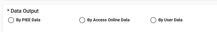The image provides a preview of the Access Online Merged Data Report Search Criteria Data Output section.