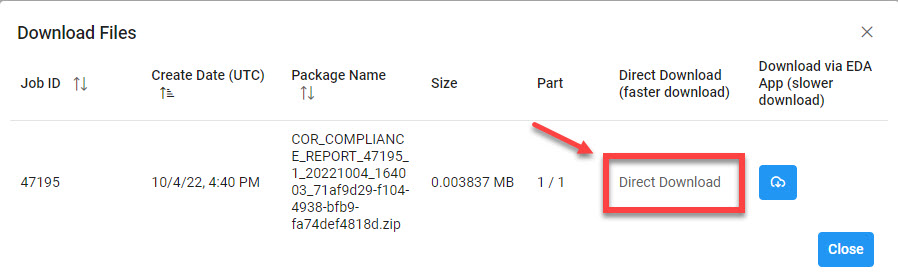 The image provides a preview of the COR Compliance Report Direct download link.