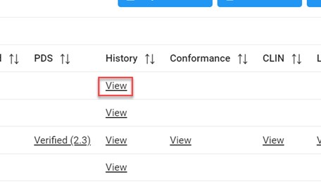 The image provides a preview of the Award Search Results History Link.