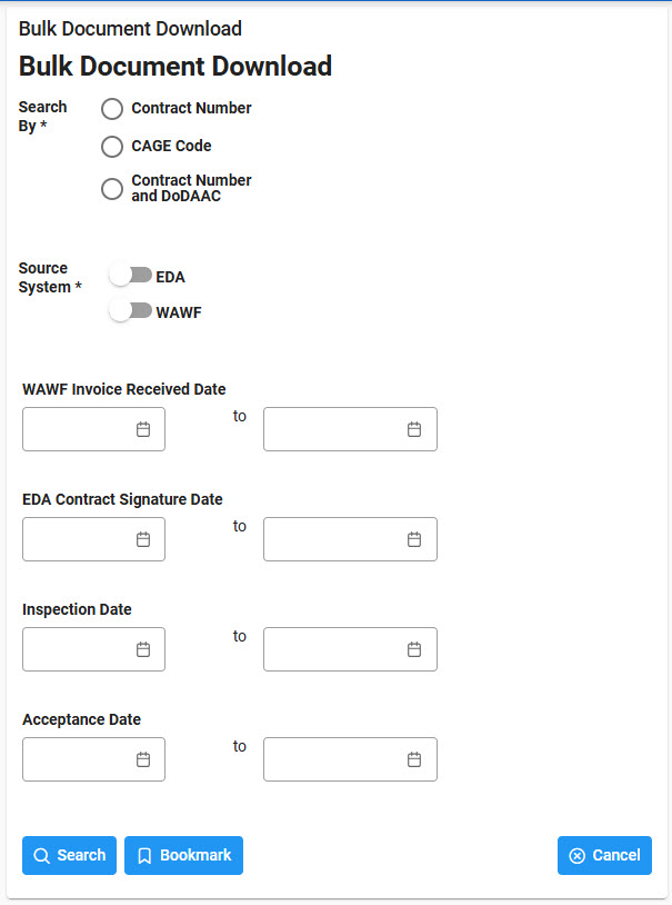 The image provides a preview of the Bulk Document Download Date Fields Overview.