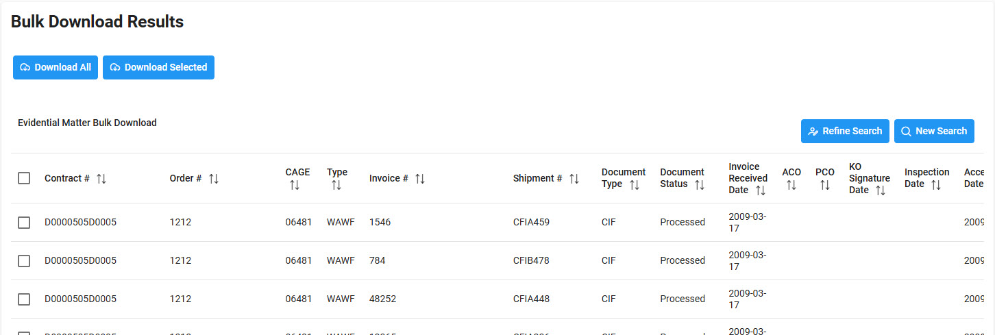 The image provides a preview of the Bulk Document Download Date Fields Overview.