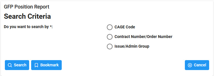 The image provides a preview of the GFP Position Report Results Search Page.