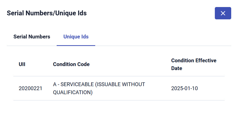 The image provides a preview of the unique ids tab of searially managed line items.