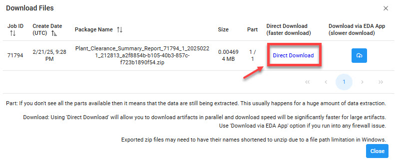 The image provides a preview of the GFP Plant Clearance Report Sample Export Results.