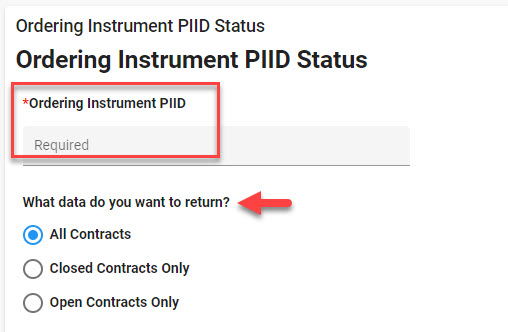 The image provides a preview of the Ordering Instrument PIID Status Date Fields Overview.