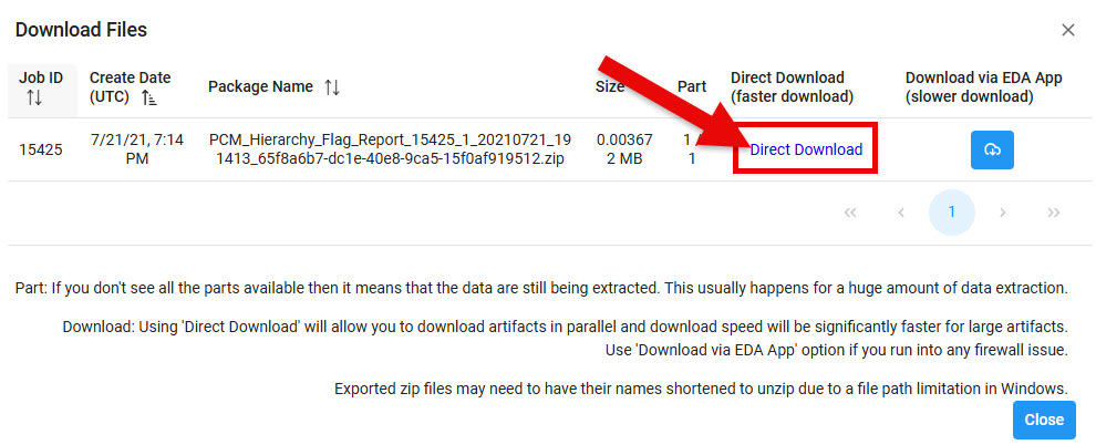 The image provides a preview of the PCM Hierarchy Flag Report Search Overview.