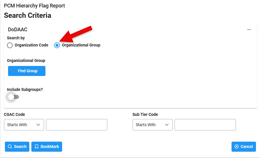 The image provides a preview of the PCM Hierarchy Flag Report Example Overview.