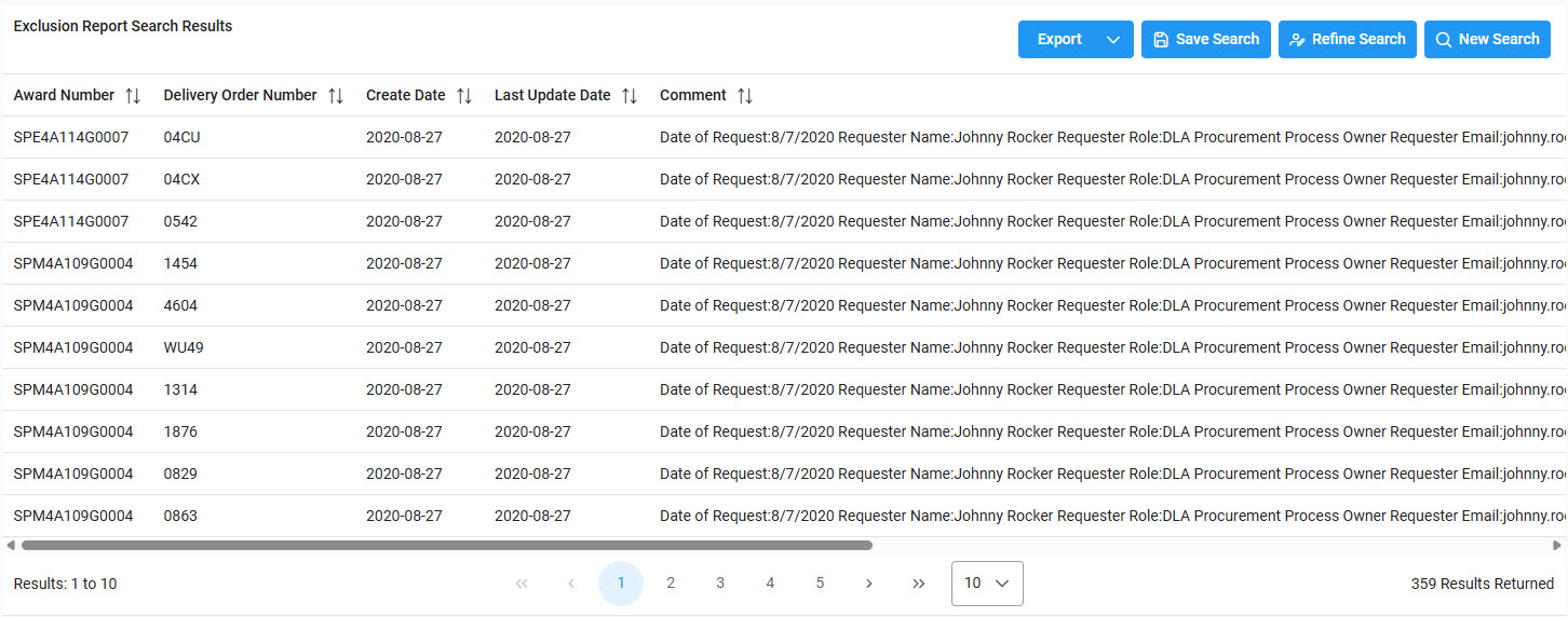 The image provides a preview of the Records Exclusion Report Search Overview.
