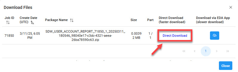 The image provides a preview of the Download Files modal and the Direct Download button.