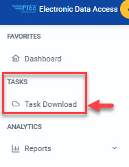 The image provides a preview of the SDW User Account Report Export Task Download location.