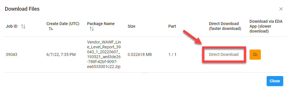 The image provides a preview of the Vendor Line Level Information Report Results Overview.