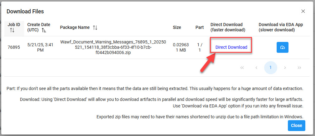 The image provides a preview of the WAWF Document Warning Messages Sample Report Results Overview.