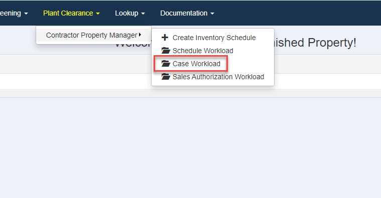 This image displays a User viewing clicking the Case Workload option for CPM Users.