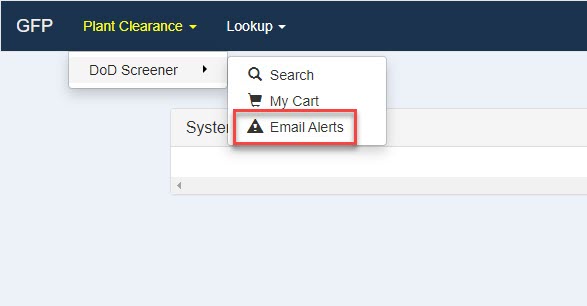 This image displays a Screener Alert Folder for the DoD Screener user.