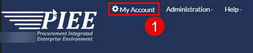The image provides a preview of the PIEE Portal page and the My Account link.