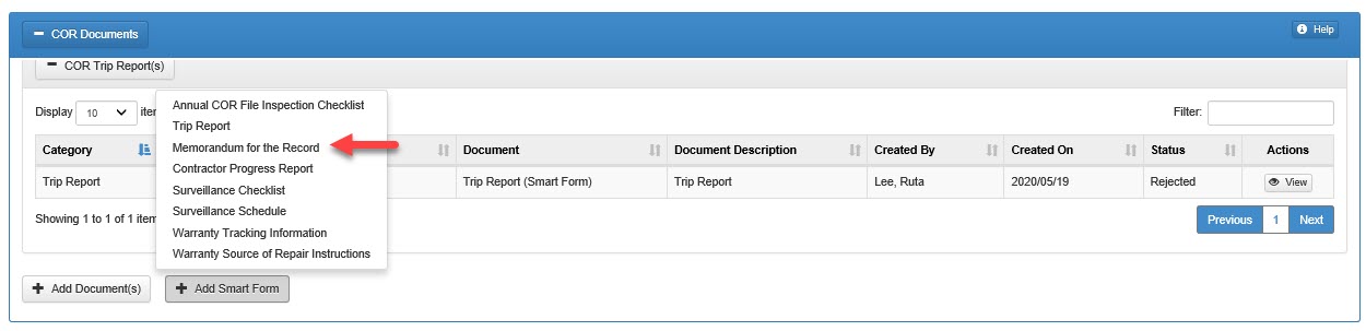 The image provides a preview of the Memorandum for the Record Overview.