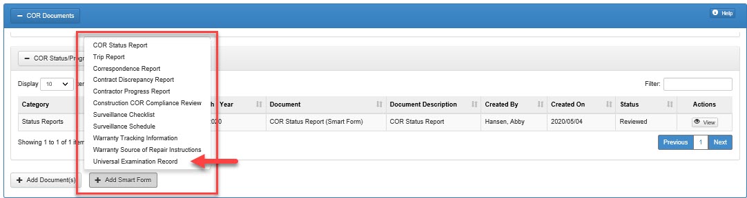 The image provides a preview of the Universal Examination Record Overview.